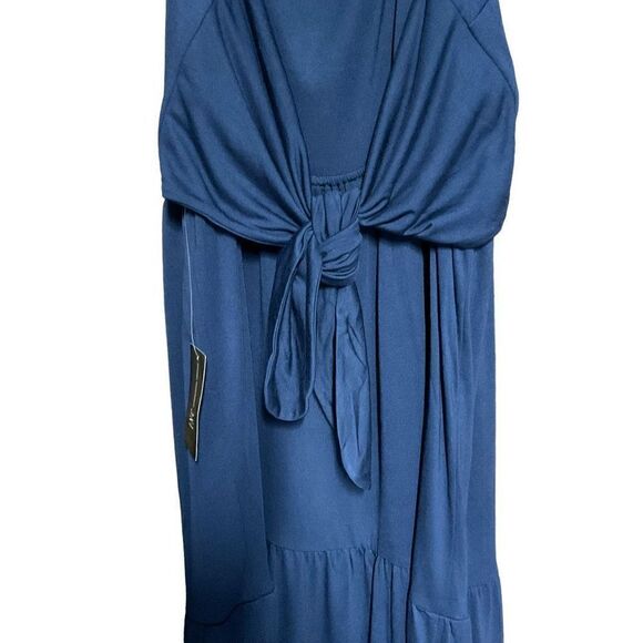 INC International Concepts Maxi Dress Nomad Indigo Sea Blue Square Neck Women La - Picture 3 of 12